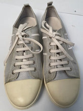 Load image into Gallery viewer, Chanel 10C, 2010 Cruise Resort Silver Metallic Canvas Woven CC Logo Tennis Shoes EU 41 US 10/11