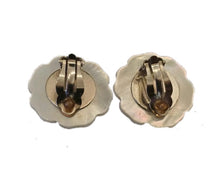 Load image into Gallery viewer, Vintage Chanel 98A Camellia flower clip on enamel mother of pearl Earrings