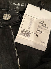 Load image into Gallery viewer, NWT Chanel 2016 Fall Ready to Wear Runway Black White Camellia Painted Jeans FR 38 US 4