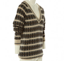 Load image into Gallery viewer, Chanel 07A 2007 Fall striped beaded Cashmere Tunic Sweater Jumper FR 34