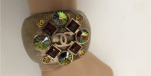 Load image into Gallery viewer, Rare Chanel 03A 2003 Fall brushed gold jeweled cuff bracelet