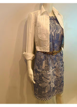 Load image into Gallery viewer, Chanel 14P 2014 Spring Navy Blue White Geometric Sheath Dress FR 40 US 6/8