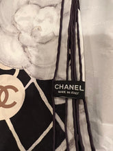 Load image into Gallery viewer, Chanel 2019 Large Silk CC Camellias Scarf