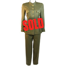 Load image into Gallery viewer, 96A, 1996 Fall Vintage Chanel Rare Military Olive Green Belted Jacket Pant Suit Set FR 36