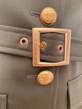 Load image into Gallery viewer, 96A, 1996 Fall Vintage Chanel Rare Military Olive Green Belted Jacket Pant Suit Set FR 36