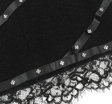 Load image into Gallery viewer, Chanel 03A 2003 Fall black tweed Boucle lace mini skirt FR 38