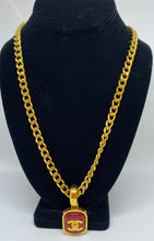 Load image into Gallery viewer, 97P 1997 Spring Vintage Chanel CC turnlock red Gripoix stone pendant necklace