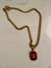 Load image into Gallery viewer, 97P 1997 Spring Vintage Chanel CC turnlock red Gripoix stone pendant necklace