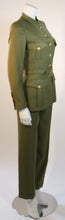 Load image into Gallery viewer, 96A, 1996 Fall Vintage Chanel Rare Military Olive Green Belted Jacket Pant Suit Set FR 36