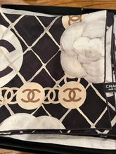 Load image into Gallery viewer, Chanel 2019 Large Silk CC Camellias Scarf