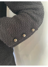 Load image into Gallery viewer, Rare Chanel Black Tweed Textured Skirt Suit w Chains/Zippers FR 44 US 8/10