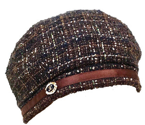 Chanel Fantasy Tweed Brown Multicolor Beret Hat Sz 57  display picture 1