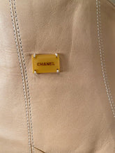 Load image into Gallery viewer, Vintage Chanel 01A, 2001 Fall Ruffle Beige Tan Leather Skirt Vest Dress Suit Set FR 36 US 4/6