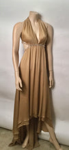 Load image into Gallery viewer, Frisky Chanel 2003 03P Spring Vintage Beige Sequin Halter Backless Long Chiffon Silk gown FR 38 US 4