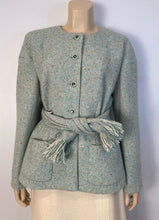 Load image into Gallery viewer, Chanel Pastel Green Wool Tweed Jacket with removable Scarf US 4/6/8
