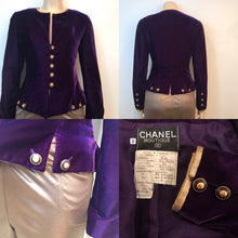 Load image into Gallery viewer, Rare 93P, 1993 Spring Vintage Chanel purple velvet jacket FR 36 US 2/4