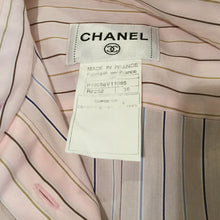 Load image into Gallery viewer, Vintage Chanel 02P, 2002 Spring pink brown pinstripe Cotton Sleeveless Blouse Tunic Top FR 36 US 6