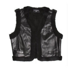 Load image into Gallery viewer, Chanel 05A 2005 Autumn Fall Leather Fur lined &amp; Trimmed Cropped Short Vest FR 40 US 4/6/8