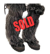 Load image into Gallery viewer, Chanel vintage 2002 Fantasy Fur Yeti gray knee high snow boots US size 7/7.5