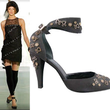 Load image into Gallery viewer, Chanel 2003 Fall 03A snap collection Hook Snaps Black Ankle Strap Pumps EU 40.5 US 9.5/10