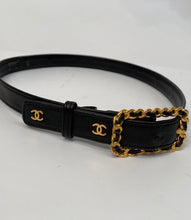 Load image into Gallery viewer, 96C Chanel Vintage Rare Black Leather CC Logos Belt Sz 65/26 US 2/4