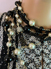 Load image into Gallery viewer, RARE Chanel 100th Anniversary 2010 Cruise 10C Black White Gold Pearl Coco Figure Sautoir 3 Strand Long Necklace