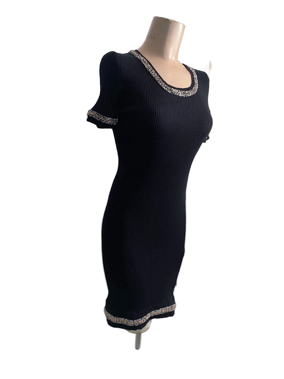 NWT Chanel 10P, 2010 Spring black gold trim chain dress FR 38 HelensChanel NWT Chanel 10P, 2010 Spring black gold trim chain dress FR 38 HelensChanel