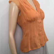Load image into Gallery viewer, Vintage Chanel 04P, 2004 Spring Silk peach orange sleeveless top Blouse FR 40 US 4/6