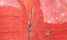 Load image into Gallery viewer, Chanel 2008 Cruise 08C Salmon Coral Orange Sequin Terry Cloth Bomber Jacket FR 40