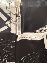 Load image into Gallery viewer, RARE Chanel Coco, 1 Rue Cambon 2020 Fall 20A Iconic Logos Graffiti Black/Blue/White Satin Corset Bustier Camisole FR 40 US 4/6