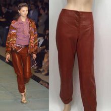 Load image into Gallery viewer, NWT New with Tags Chanel 01A, 2001 Fall Autumn Vintage Leather Pants Leggings Rust Color FR 40 US 2/4/6