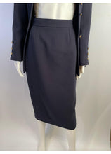 Load image into Gallery viewer, 93P/93A 1993 Chanel Boutique Vintage Dark Navy Skirt Suit Set FR 36/38