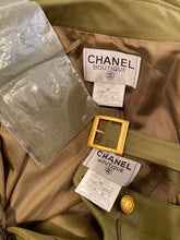 Load image into Gallery viewer, 96A, 1996 Fall Vintage Chanel Rare Military Olive Green Belted Jacket Pant Suit Set FR 36