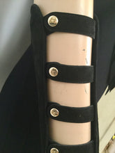 Load image into Gallery viewer, Rare! Chanel Long Fingerless Black Suede leather 08, 2008 Gold CC Logos Caged Gloves Sz 7.5