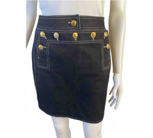 Load image into Gallery viewer, Rare Vintage Collectors 94P, 1994 Spring Chanel Black Denim mini Skirt FR 36 US 4