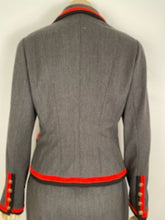 Load image into Gallery viewer, 94A 1994 Fall Very Rare Vintage Chanel Skirt Suit in Grey/Red/Black FR 42 US 6/8