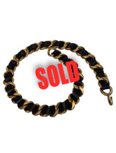 Load image into Gallery viewer, 95A Chanel Vintage Rare black leather gold metal chain belt necklace Accessory Small Sz 2