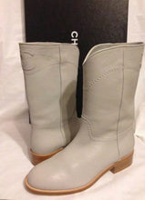 Load image into Gallery viewer, NIB New in Box Chanel 13C light grey cowboy riding boots EU 39.5