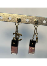 Load image into Gallery viewer, Chanel 08A 2008 Fall Pink Gold Miniature Nail Polish Dangle Pierced Earrings