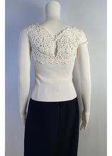 Load image into Gallery viewer, Chanel 05P 2005 Spring Long Sleeve White Ribbed Top ,crochet front FR 36 US 2/4