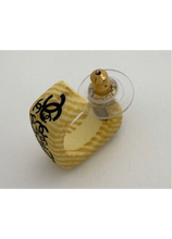 Load image into Gallery viewer, Chanel 02P, 2002 Spring Vintage Pierced Wooden CC Collage Earrings