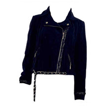 Load image into Gallery viewer, Chanel 06A 2006 Fall Washed Velvet Biker Jacket FR 42