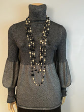 Load image into Gallery viewer, RARE Chanel 100th Anniversary 2010 Cruise 10C Black White Gold Pearl Coco Figure Sautoir 3 Strand Long Necklace