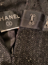 Load image into Gallery viewer, Chanel 2003 Fall 03A Snap Collection Black Tweed Boucle Satin with Camellia lace dress US 4