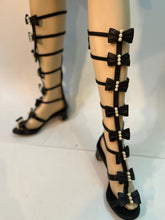 Load image into Gallery viewer, Chanel 16S 2016 Summer Tall Gladiator Sandals w Leather Bows and Pearls EU 37.5C US 7/7.5