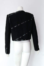 Load image into Gallery viewer, Chanel 2003 Fall 03A black Cropped Boucle Tweed Jacket FR 48 US 10/12