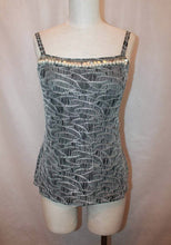 Load image into Gallery viewer, Chanel 05A 2005 Fall pearl trim Lace overlay Black Tank Top Camisole Blouse FR 40 US 6