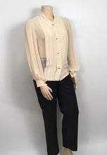 Load image into Gallery viewer, 1987, Collection 20 Vintage Chanel Ivory Ecru Silk pleated Button down Blouse Top US 12