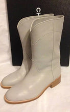 Load image into Gallery viewer, NIB New in Box Chanel 13C light grey cowboy riding boots EU 39.5