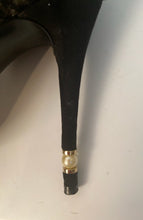 Load image into Gallery viewer, Chanel short boot bootie black lace mesh pearl high heels EU 41 US 10